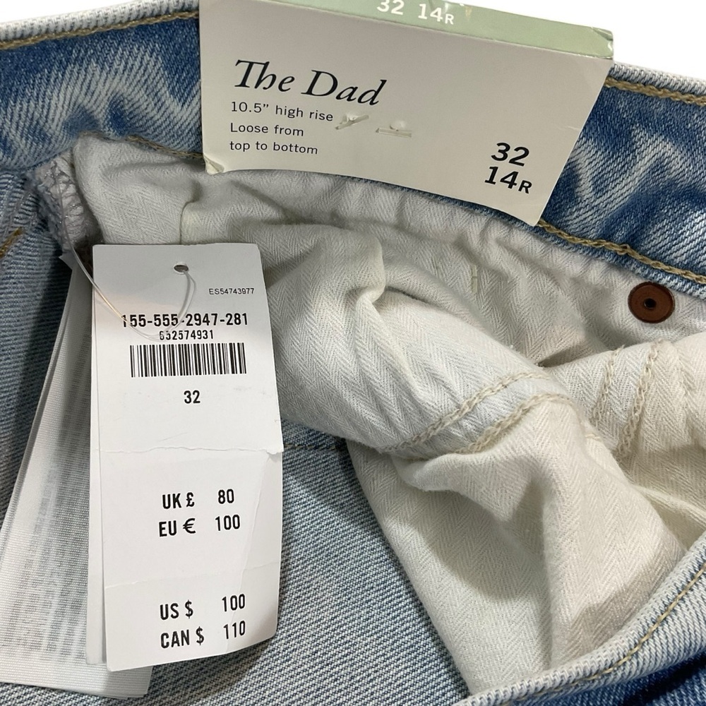 Abercrombie & Fitch The Dad High Rise Jeans Light Wash Size 32 14R NWT - Picture 10 of 13